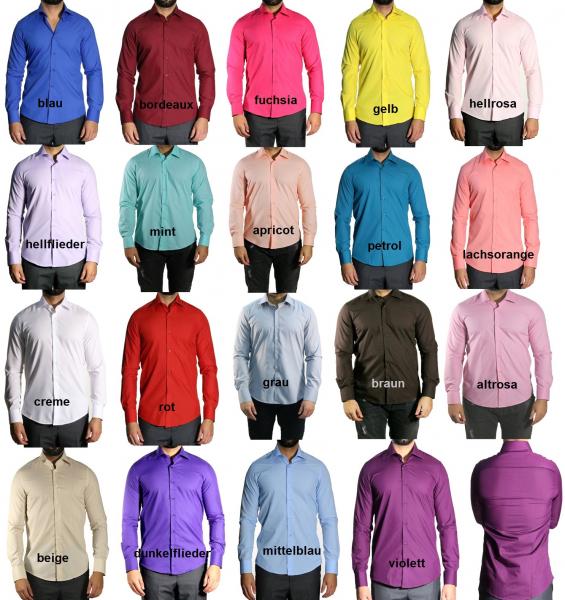 Herren Slim-fit Hemd mit Einstecktuch Langarm