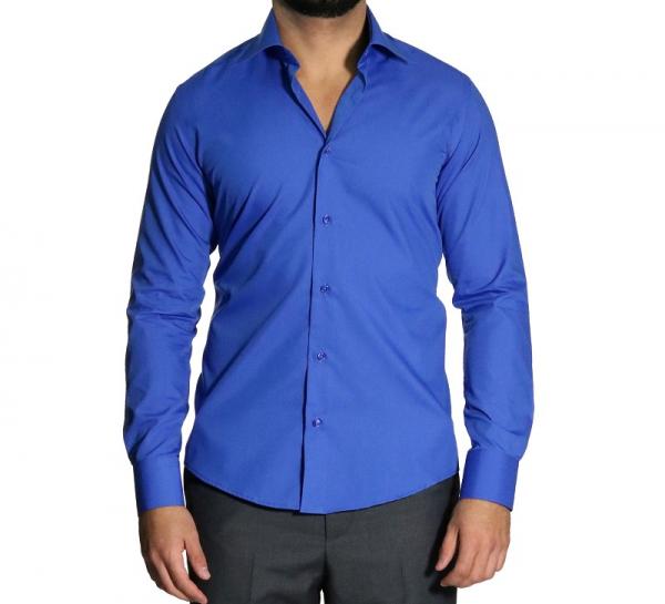 Herren Slim-fit Hemd mit Einstecktuch Langarm