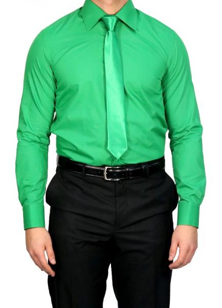 Herren Slim-fit Hemd mit Einstecktuch Langarm