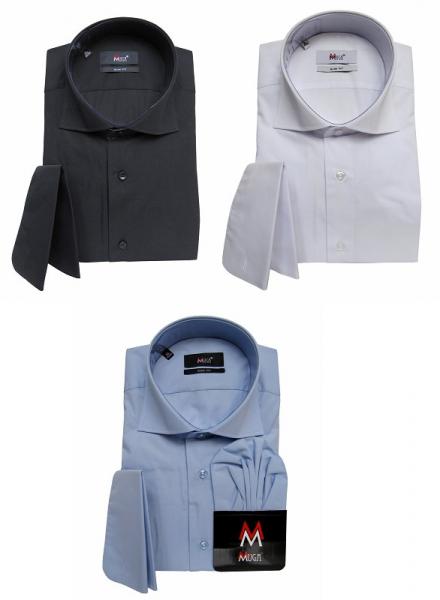Haifischkragen Umschlagmanschetten Hemd Slim-fit