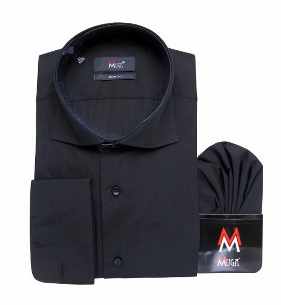 Haifischkragen Umschlagmanschetten Hemd Slim-fit