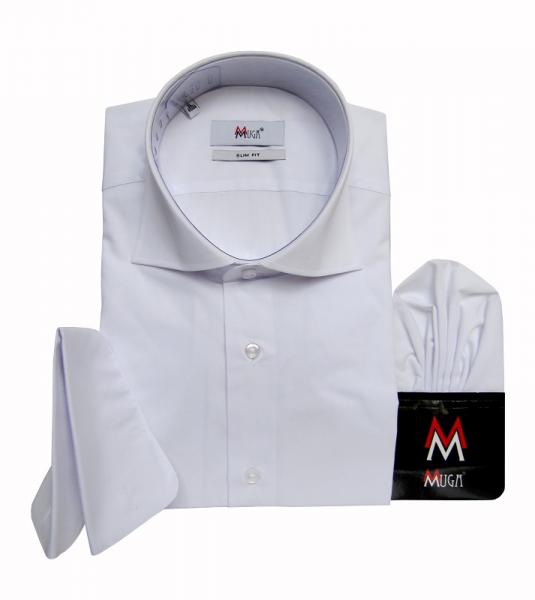 Haifischkragen Umschlagmanschetten Hemd Slim-fit