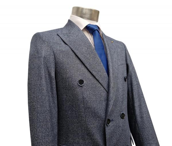 Zweireiher Herren Anzug Blau Vintage Slim Fit