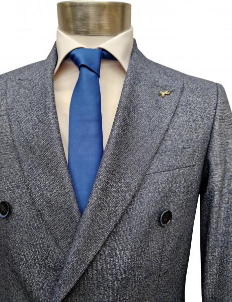 Zweireiher Herren Anzug Blau Vintage Slim Fit