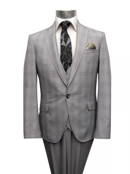 Karierte Anzug Slim-Fit Glencheck mit Weste