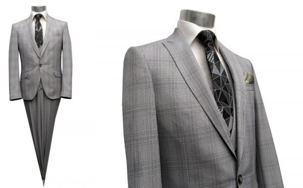 Karierte Anzug Slim-Fit Glencheck mit Weste