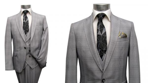 Karierte Anzug Slim-Fit Glencheck mit Weste