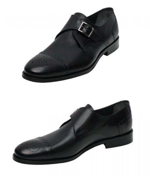 Herren Monk Strap Schnallenschuhe Leder
