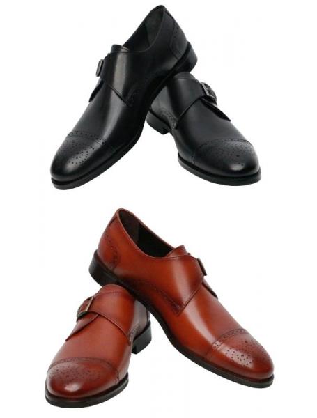 Herren Monk Strap Schnallenschuhe Leder