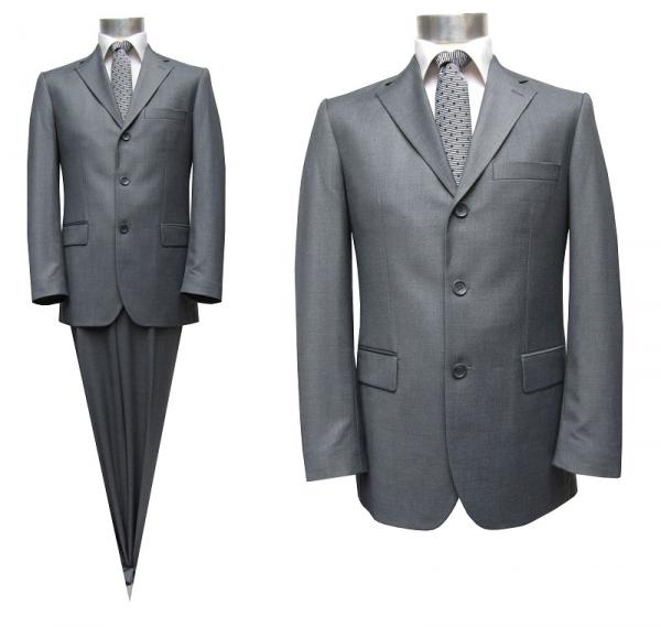 Modern Fit 3-Knopf Herren Anzug Grau