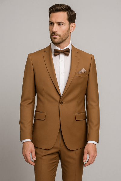 Slim Fit Herren Anzug mit Weste und Fliege