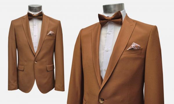 Slim Fit Herren Anzug mit Weste und Fliege