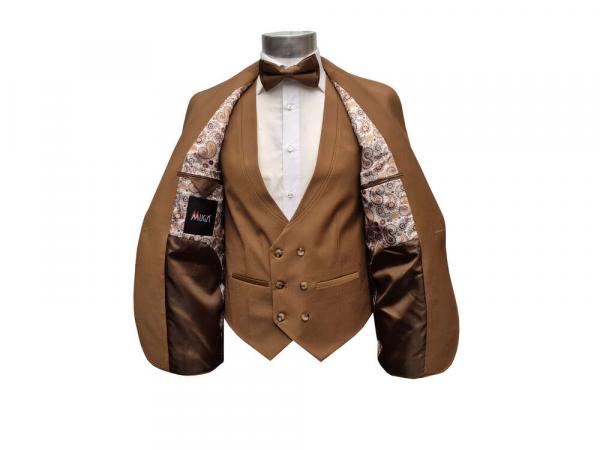Slim Fit Herren Anzug mit Weste und Fliege