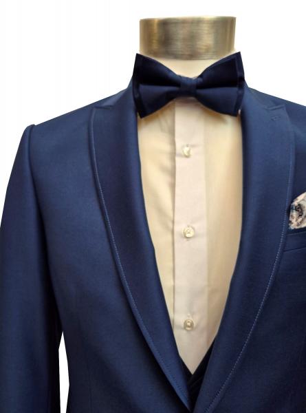 Slim Fit Herren Anzug mit Weste und Fliege
