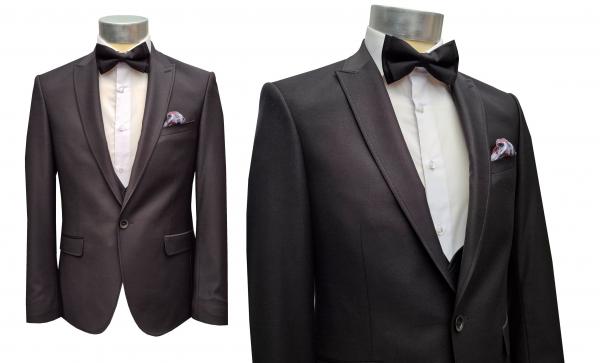 Slim Fit Herren Anzug mit Weste und Fliege
