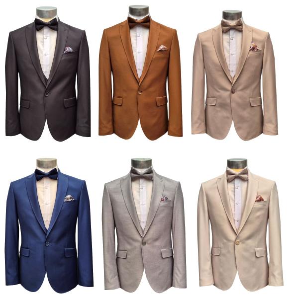 Slim Fit Herren Anzug mit Weste und Fliege