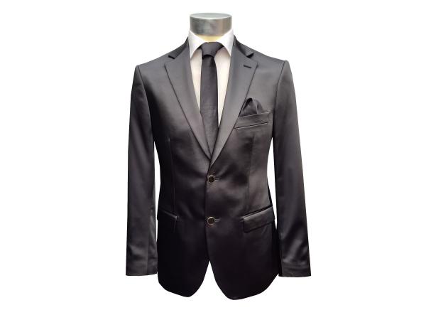 Herren Slim-fit Hochzeitsanzug Event Schwarz Glänzend