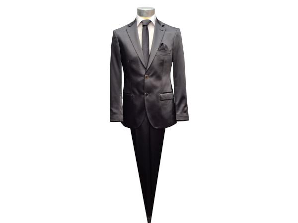 Herren Slim-fit Hochzeitsanzug Event Schwarz Glänzend
