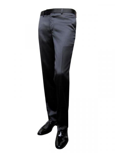 Glanz Herrenhose Schwarz ohne Bundfalte