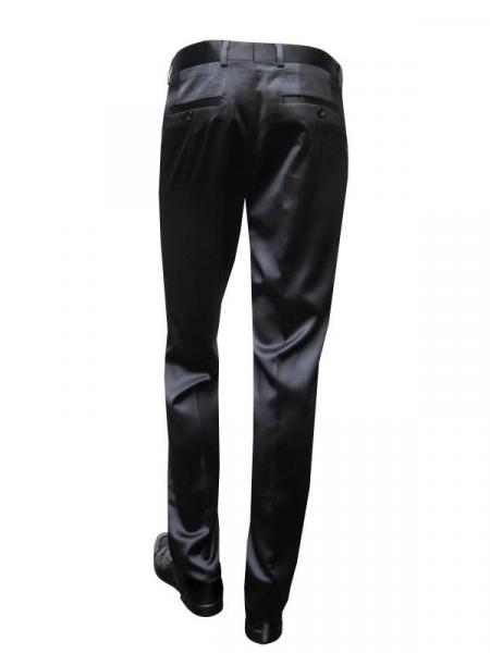 Glanz Herrenhose Schwarz ohne Bundfalte