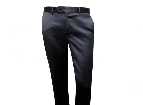 Glanz Herrenhose Schwarz ohne Bundfalte
