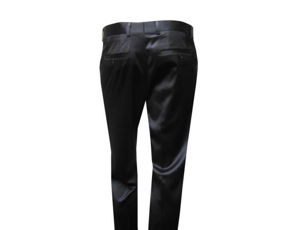 Glanz Herrenhose Schwarz ohne Bundfalte