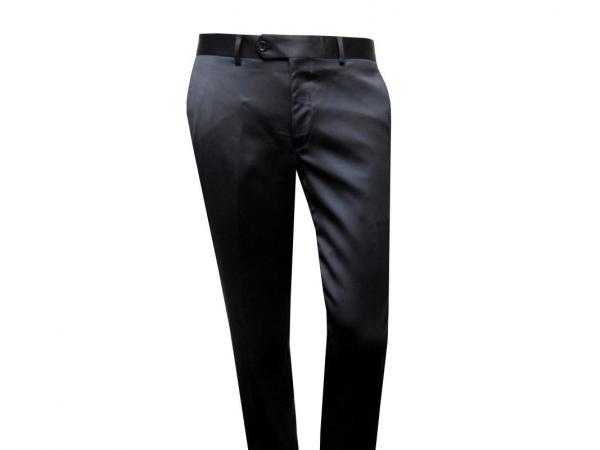 Glanz Herrenhose Schwarz ohne Bundfalte