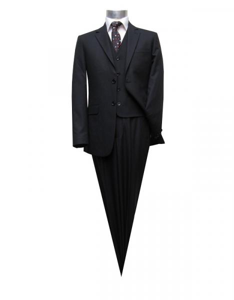 Herren Anzug mit Weste Schwarz Modern Fit