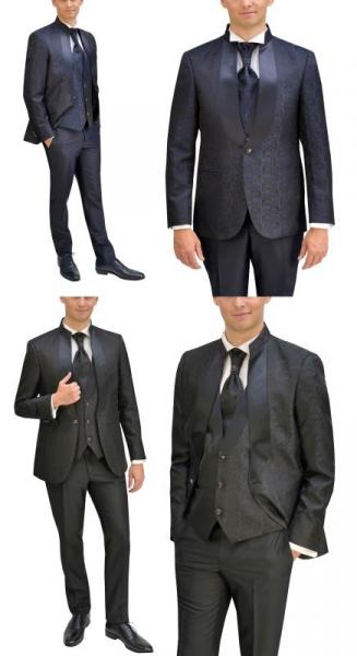 Jacquard Mao Kragen Hochzeitsanzug