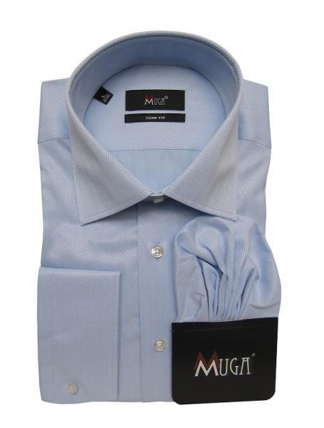 Fischgrät Slim-fit Herren Hemd Langarm
