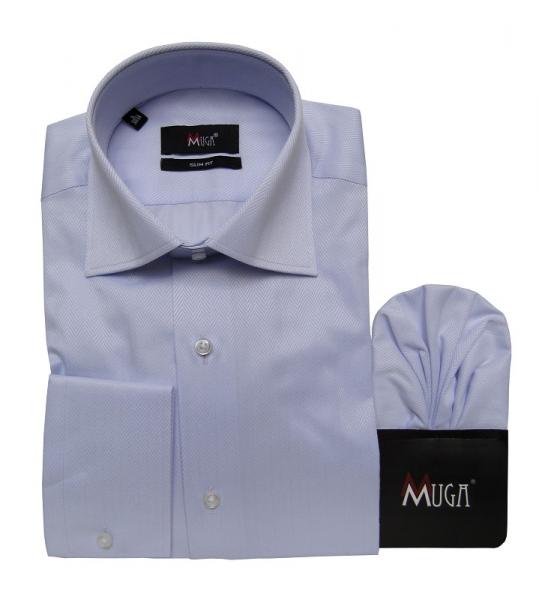 Fischgrät Slim-fit Herren Hemd Langarm