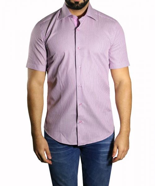 Herren streifen Slim fit Hemd Kurzarm