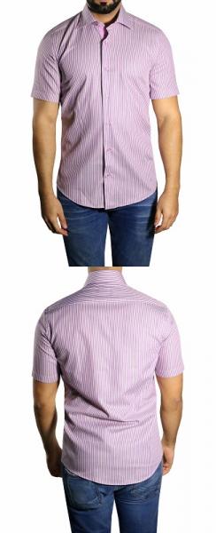 Herren streifen Slim fit Hemd Kurzarm