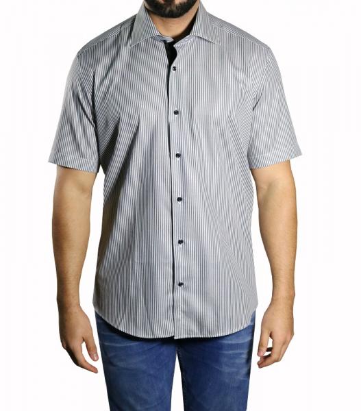Herren streifen Slim fit Hemd Kurzarm