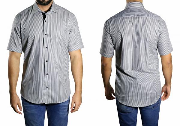 Herren streifen Slim fit Hemd Kurzarm