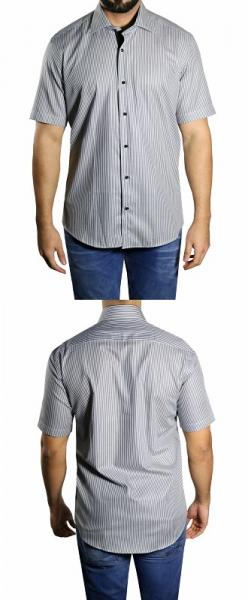 Herren streifen Slim fit Hemd Kurzarm