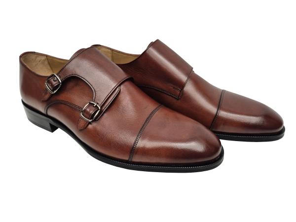 Monkstrap Leder Schuhe Herren 2 Schnallen