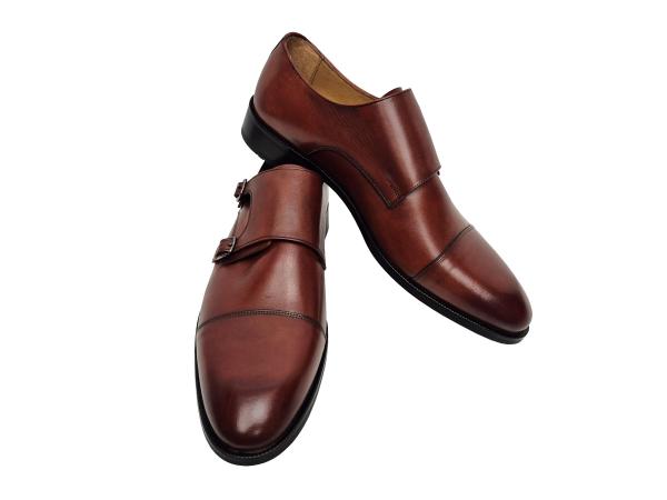 Monkstrap Leder Schuhe Herren 2 Schnallen