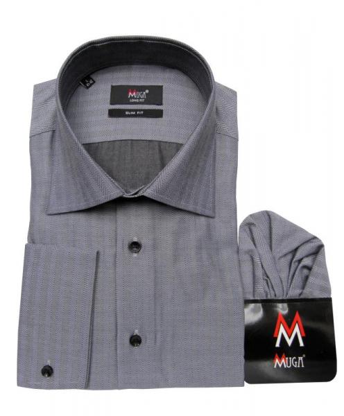 Extra Langarm Herren Hemd Fischgrät Slim-fit
