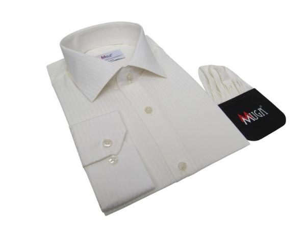 Slim Fit Langarm Herrenhemd Struktriert