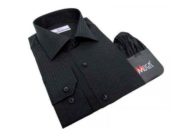 Slim Fit Langarm Herrenhemd Struktriert