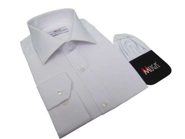 Slim Fit Langarm Herrenhemd Struktriert