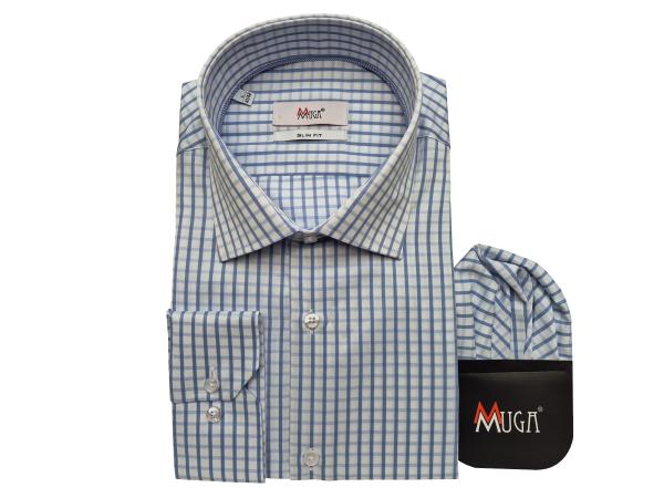 Langarmhemd Herren Hemd Slim fit Kariert