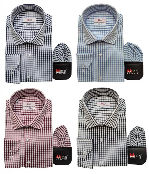 Langarmhemd Herren Hemd Slim fit Kariert