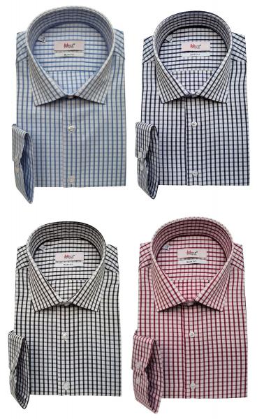 Langarmhemd Herren Hemd Slim fit Kariert
