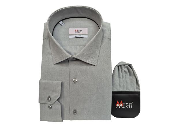 Fischgrat Herren Hemd Lang Arm Slim Fit