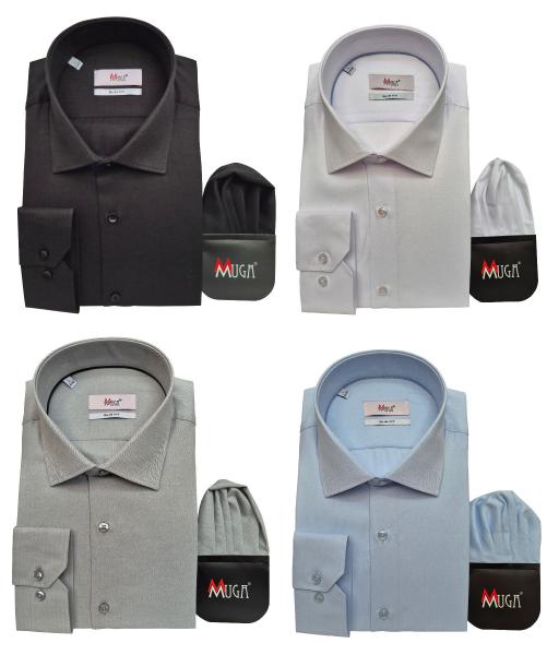 Fischgrat Herren Hemd Lang Arm Slim Fit