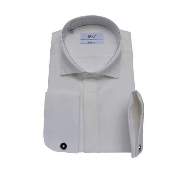 Kläppchenkragen Hemd mit Manschettenknöpfe Slim Fit