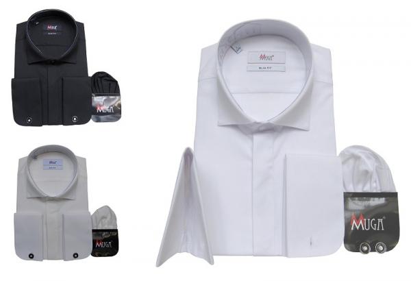 Kläppchenkragen Hemd mit Manschettenknöpfe Slim Fit