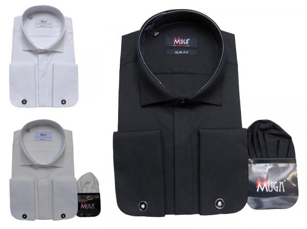 Kläppchenkragen Hemd mit Manschettenknöpfe Slim Fit